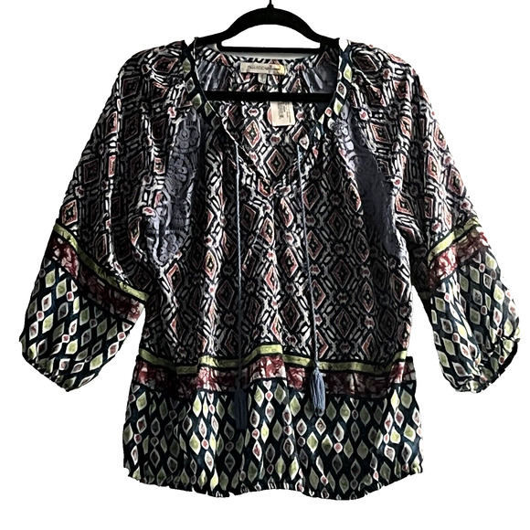 Anthropologie Figueroa Flower Top SZ Small Lace Front Inserts Boho Y2K Peasant - Picture 1 of 11